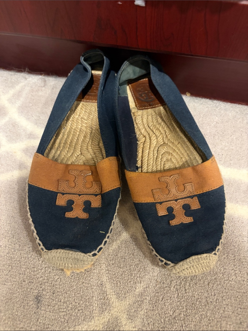Tory Burch Navy and Tan Slip-On Espadrilles - Women’s  Casual Shoes